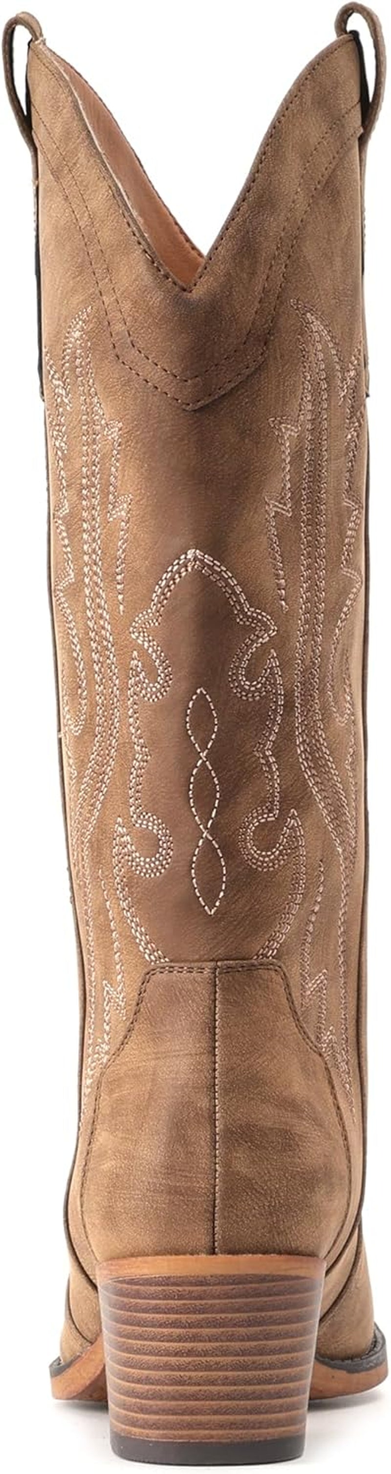 Cowboy Boots for Women Western Cowgirl Boots with Chunky Heel Mid Calf Snip Toe Ideal for Low Insteps