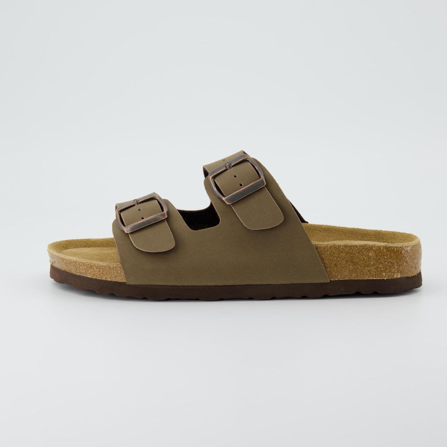 Lane Cork Footbed Sandals for Women – Comfortable Double Buckle Slip-On with Genuine Suede Footbed & Arch Support Slides for Women Footwear