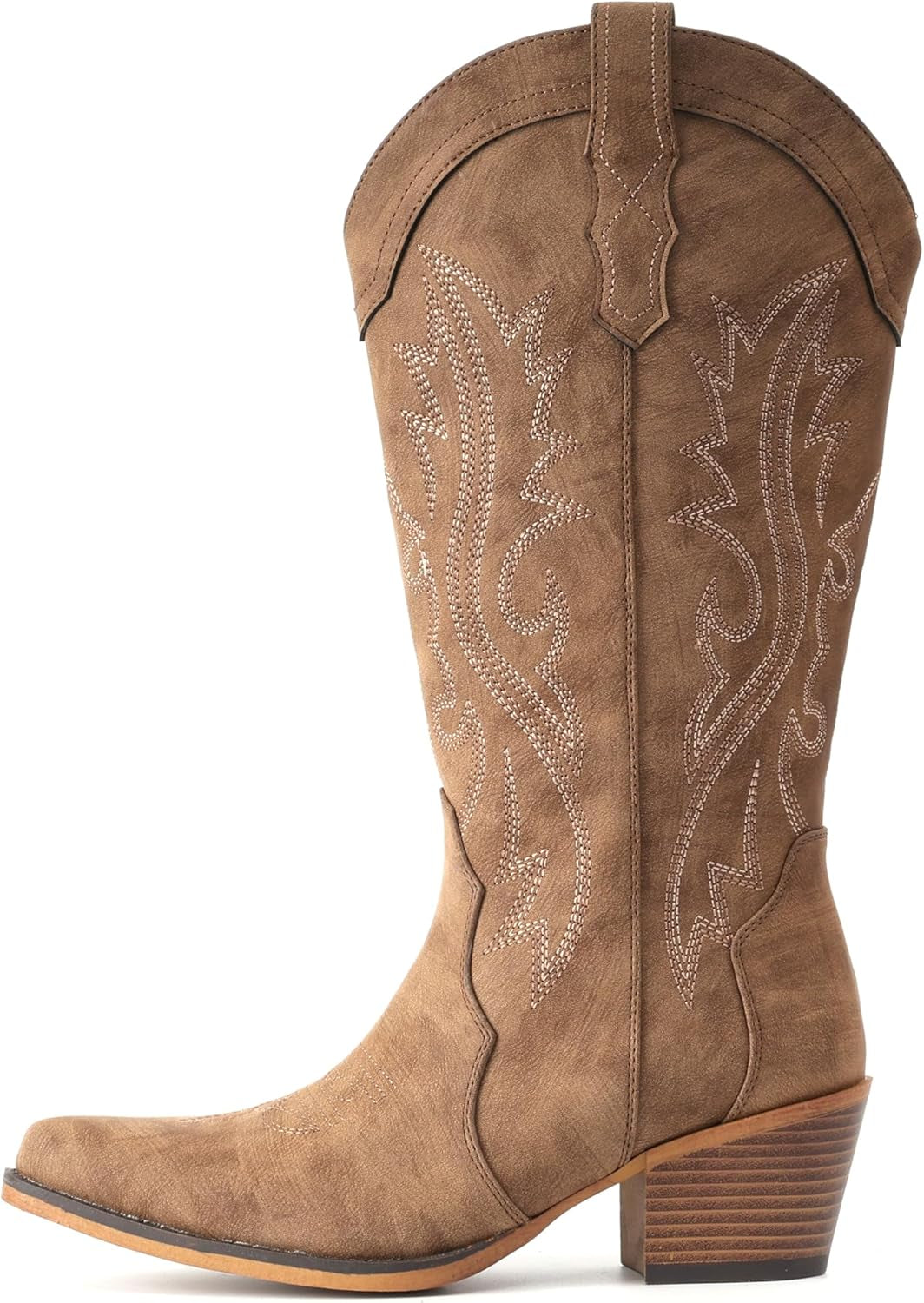 Cowboy Boots for Women Western Cowgirl Boots with Chunky Heel Mid Calf Snip Toe Ideal for Low Insteps